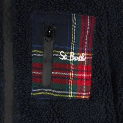 Giubbino in sherpa da bambino con taschino e ricamo St. Barth