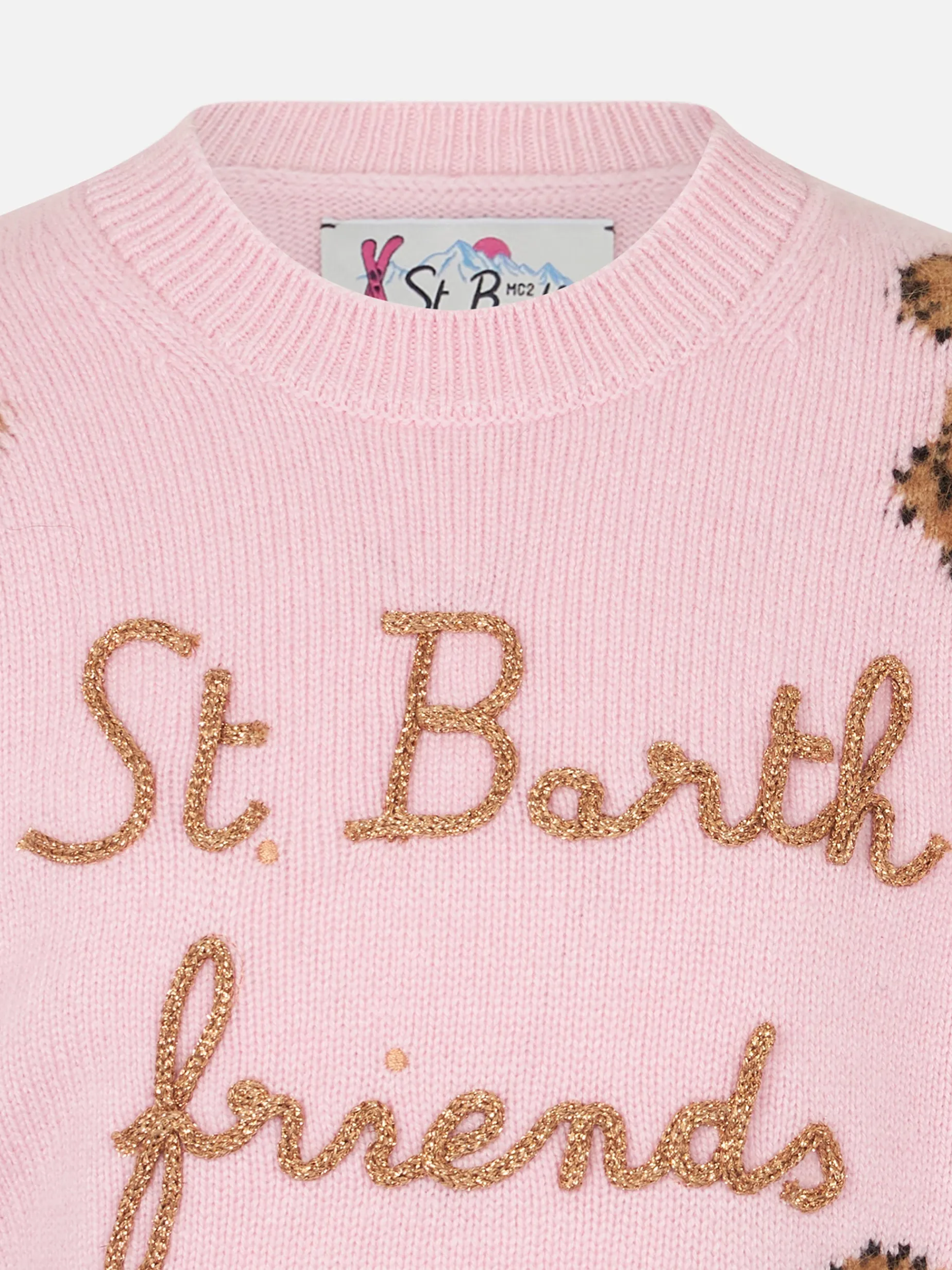 Maglia da bambina girocollo a costine morbide con ricamo St. Barth Friend