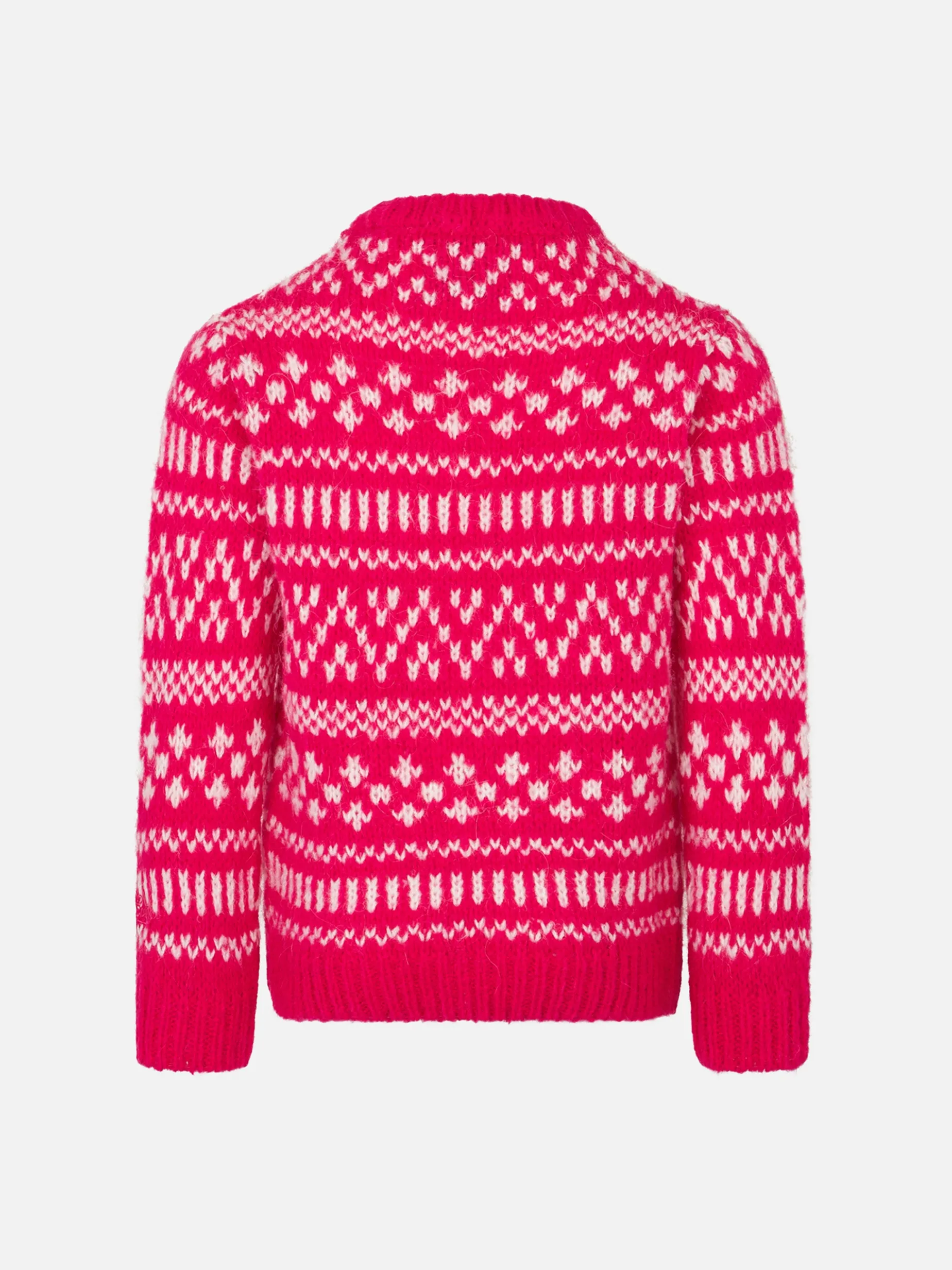 Maglia da bambina girocollo morbida con stampa Fair Isle e ricamo Princess of Chalet
