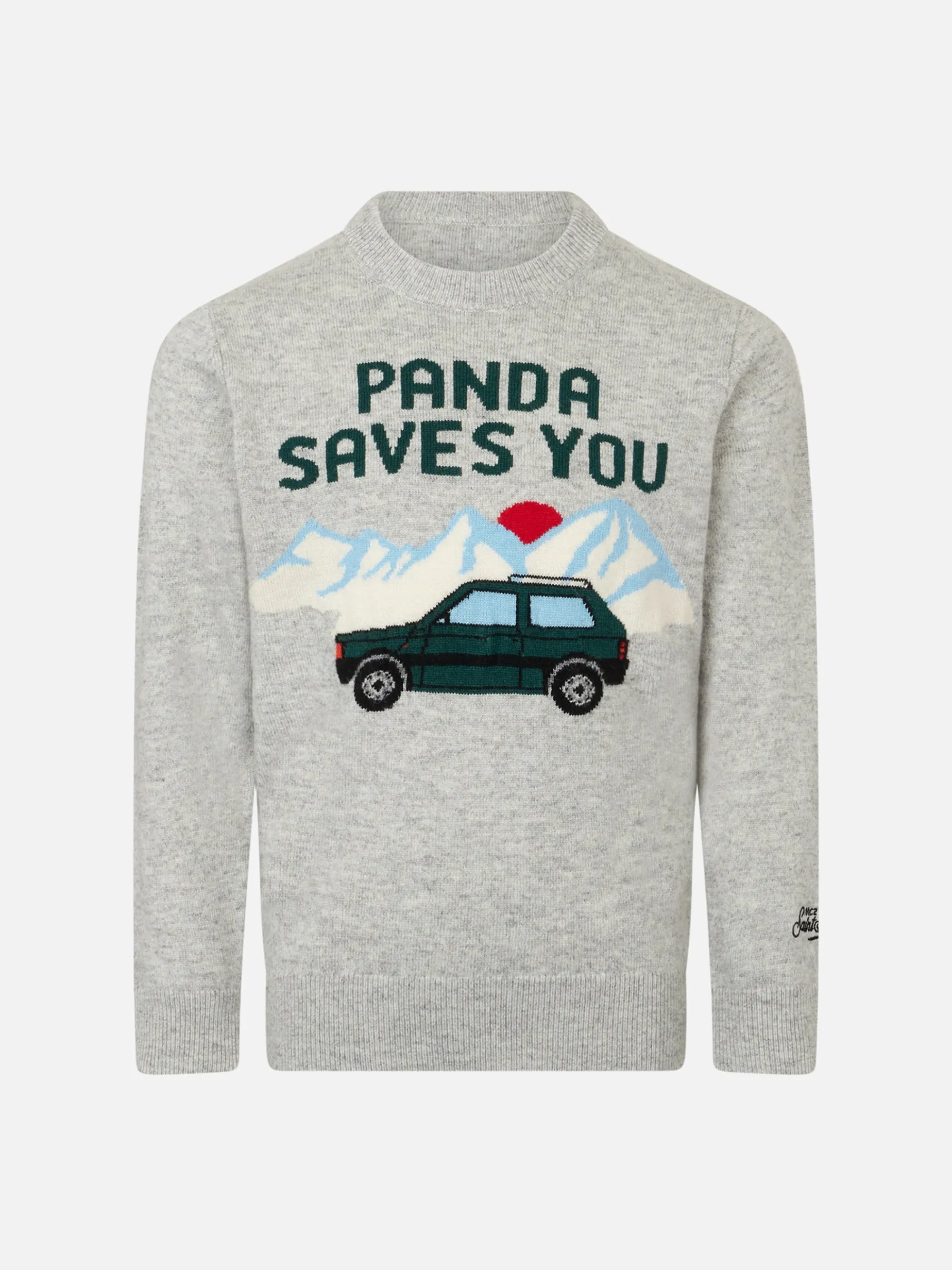 Maglia da bambino girocollo con stampa jacquard Panda saves you