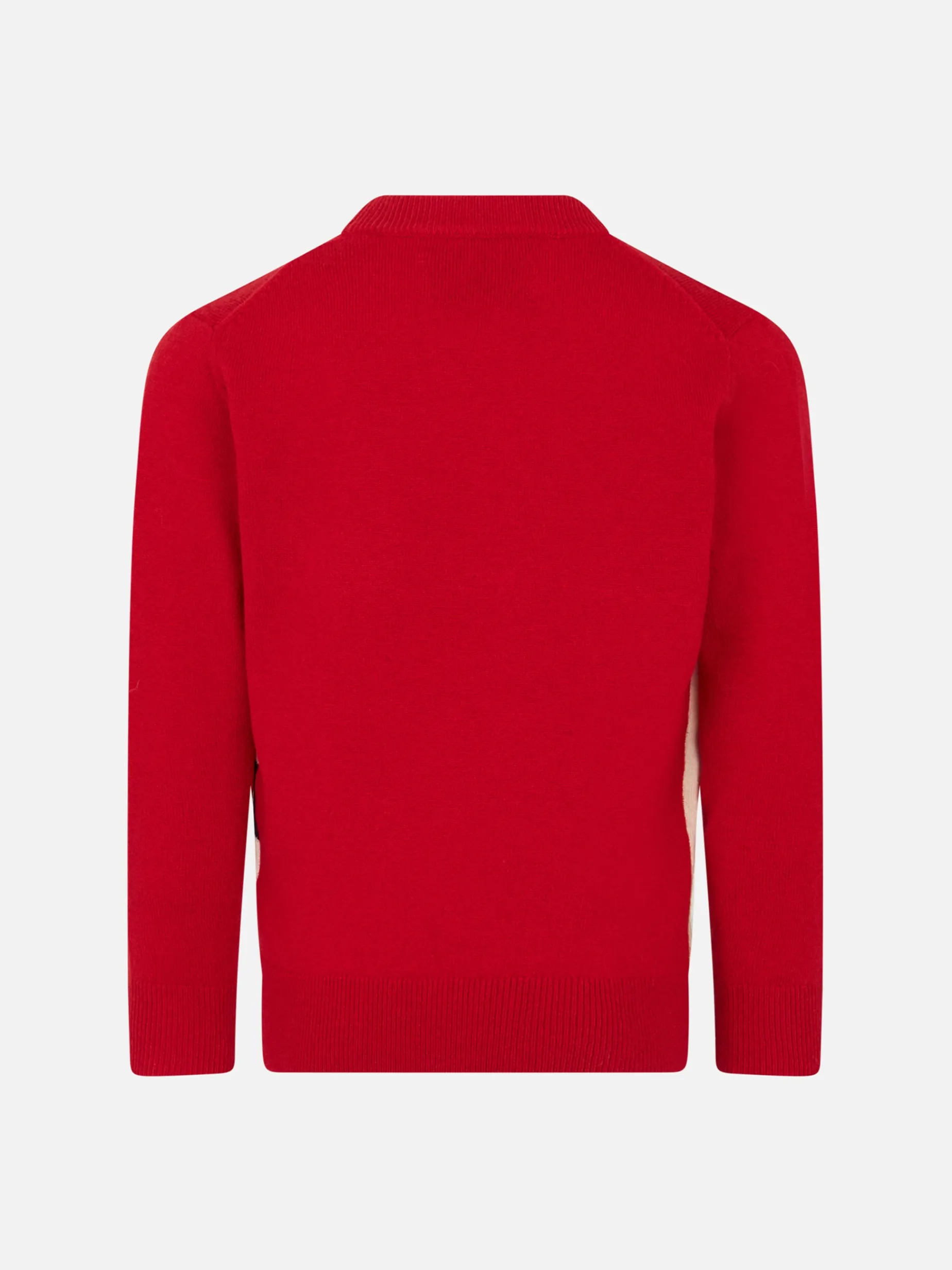 Maglia da bambino girocollo con stampa jacquard cartolina St. Barth Ski Club