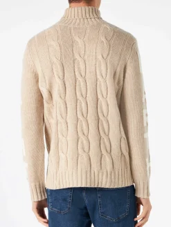 Maglia da uomo a collo alto intrecciata con stampa Saint Barth