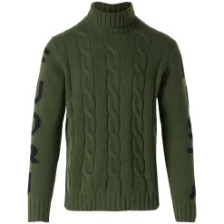 Maglia da uomo a collo alto intrecciata con stampa Fuori pista