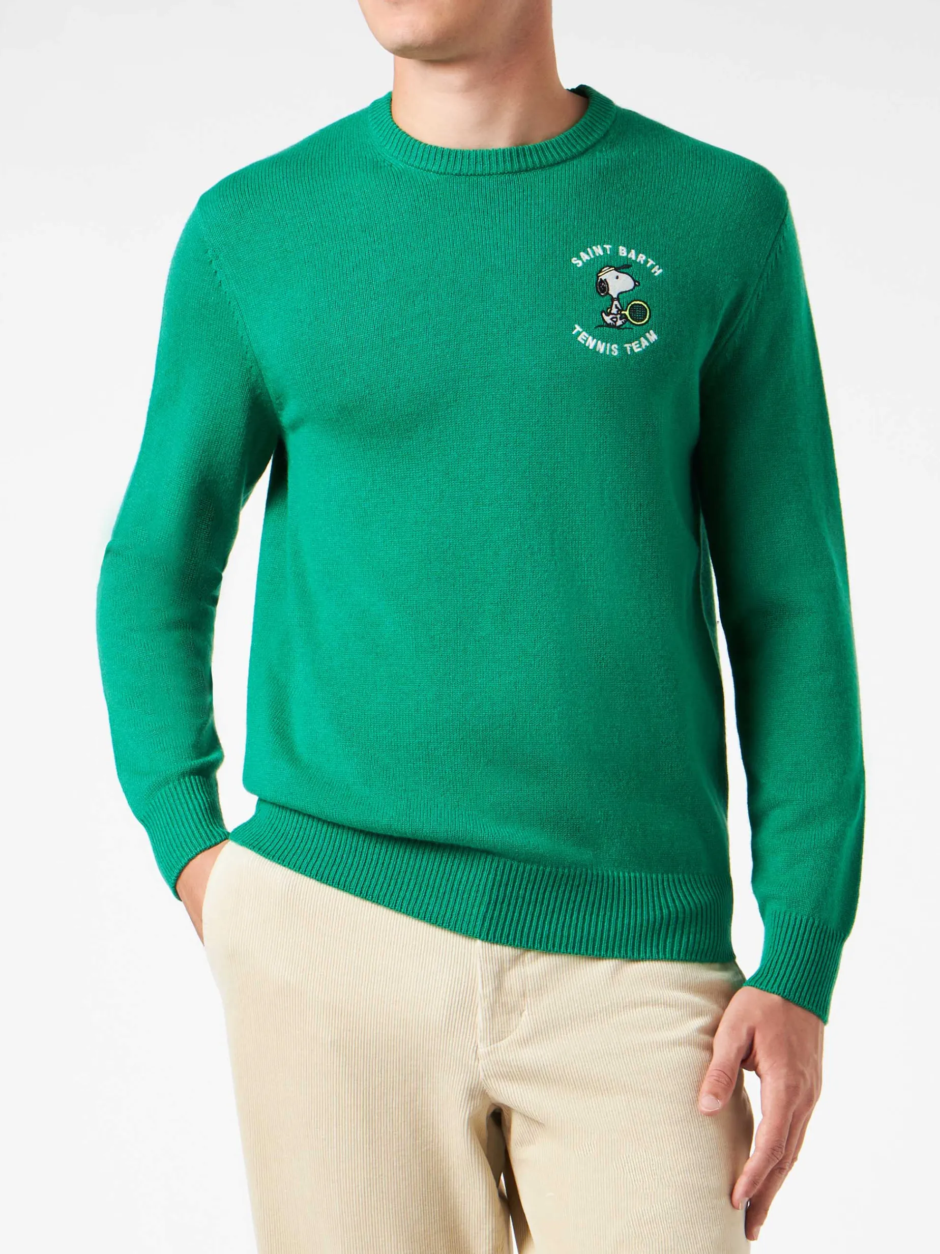 Maglia da uomo girocollo con stampa jacquard tennis Snoopy | SNOOPY - EDIZIONE SPECIALE ©PEANUTS