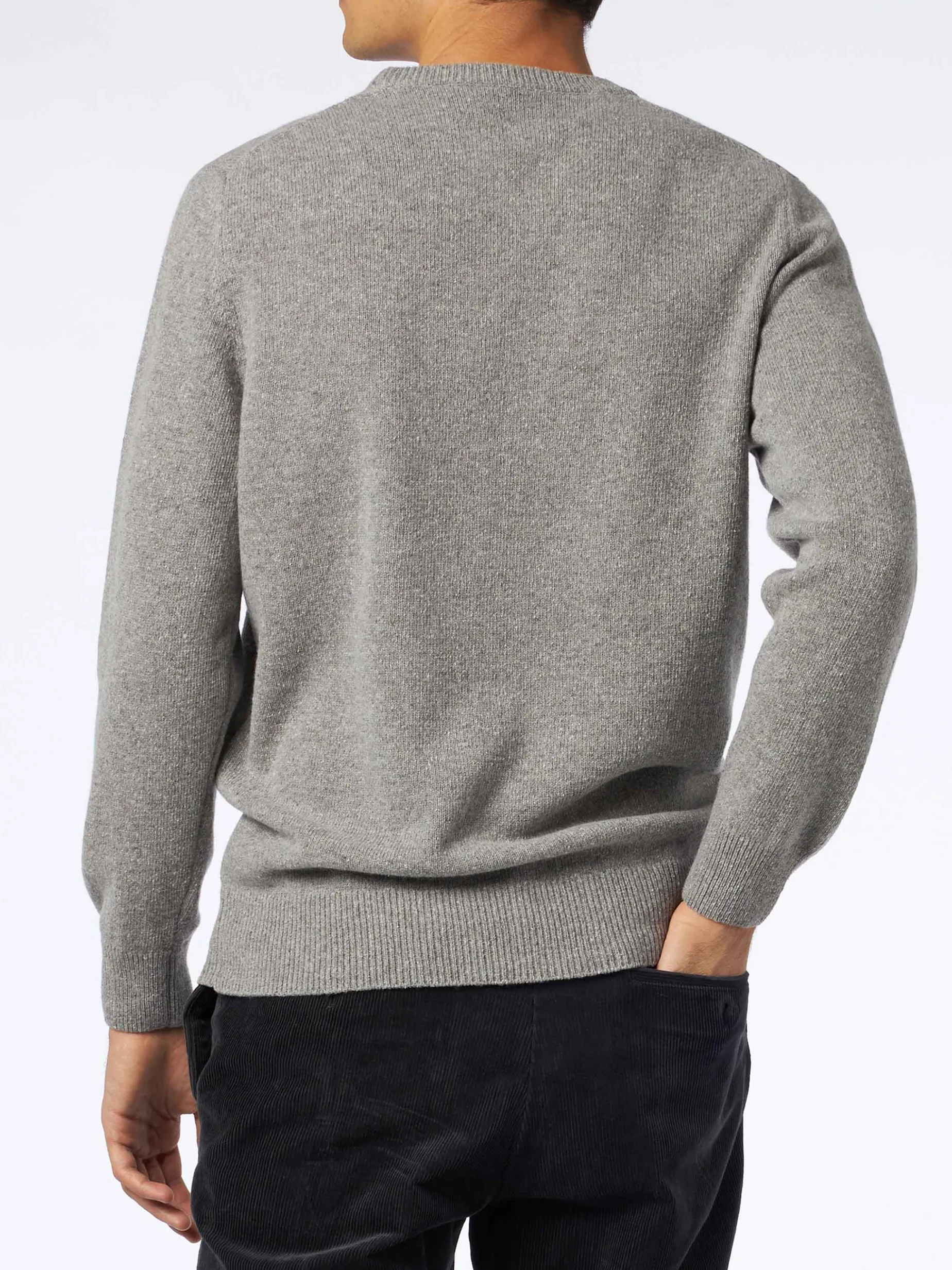 Maglia da uomo girocollo in donegal con stampa jacquard cani country