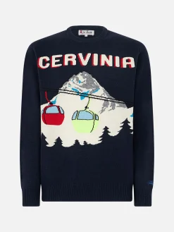 Maglia da uomo girocollo con stampa jacquard cartolina di Cervinia