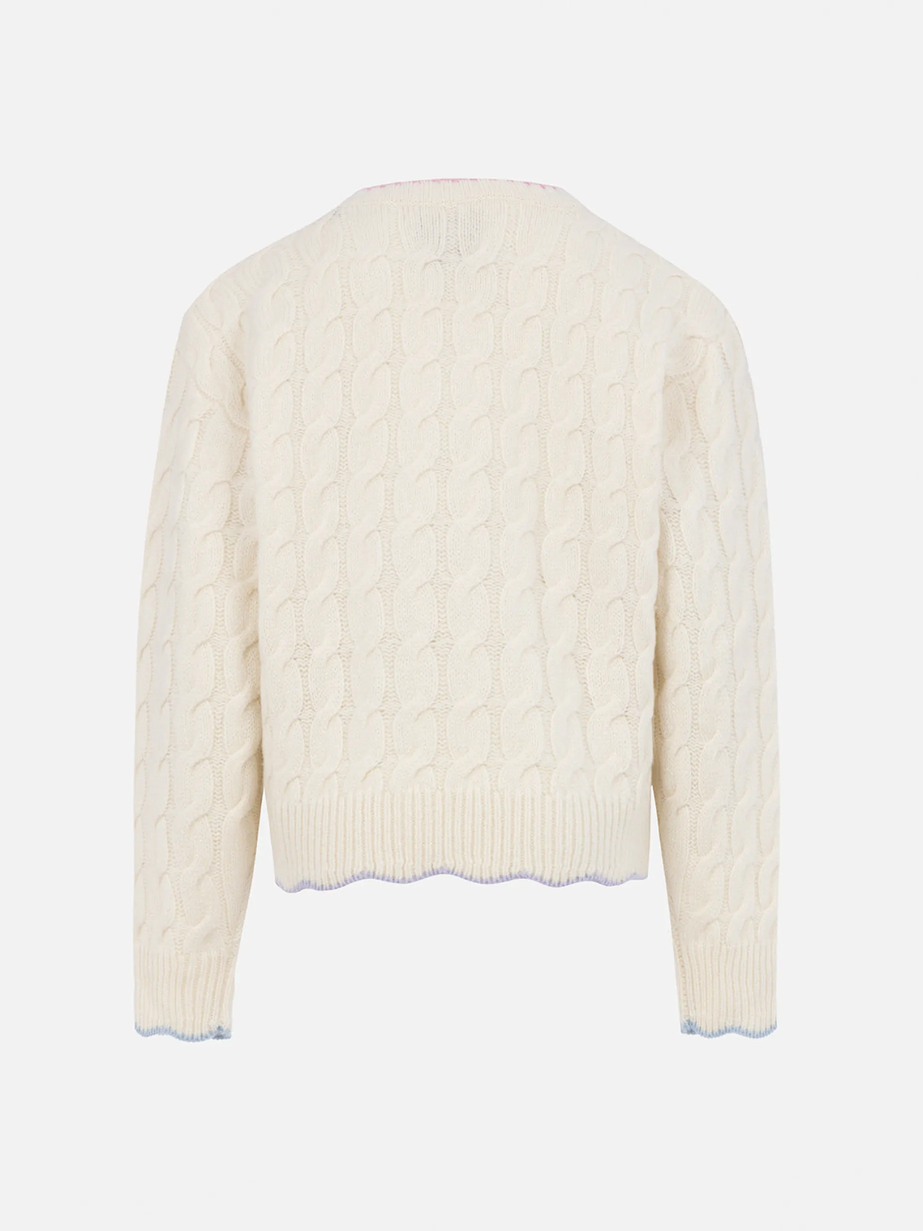 Maglione bianco da bambina tricot Gretta con dettagli a contrasto