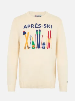 Maglione bianco da uomo Bombardino con ricamo Après ski