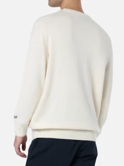 Maglione bianco da uomo Heron con stampa jacquard St. Moritz ski | ST. MORITZ TOP OF THE WORLD SPECIAL EDITION