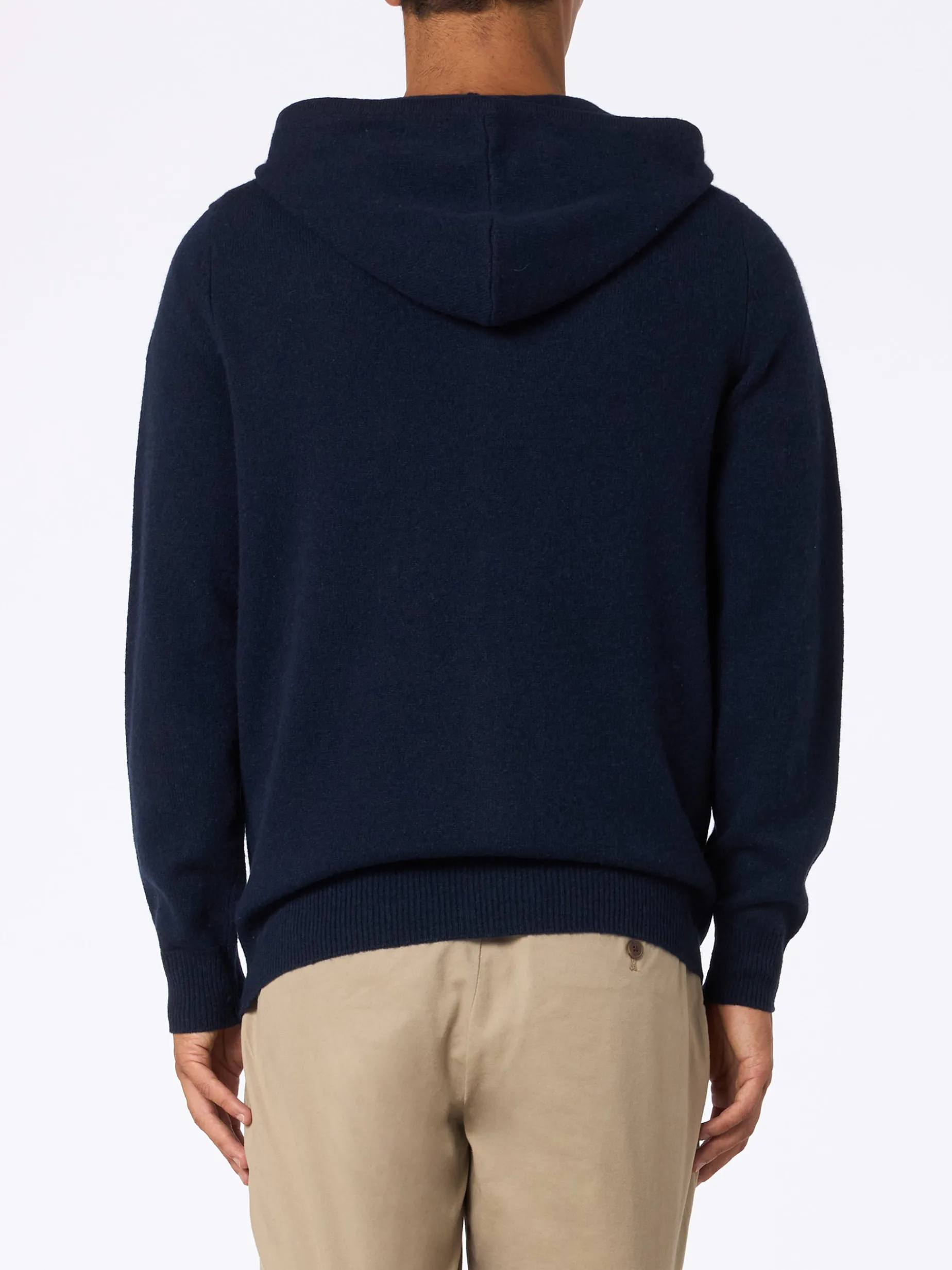 Maglione con cappuccio Notting in lambswool blu navy da uomo