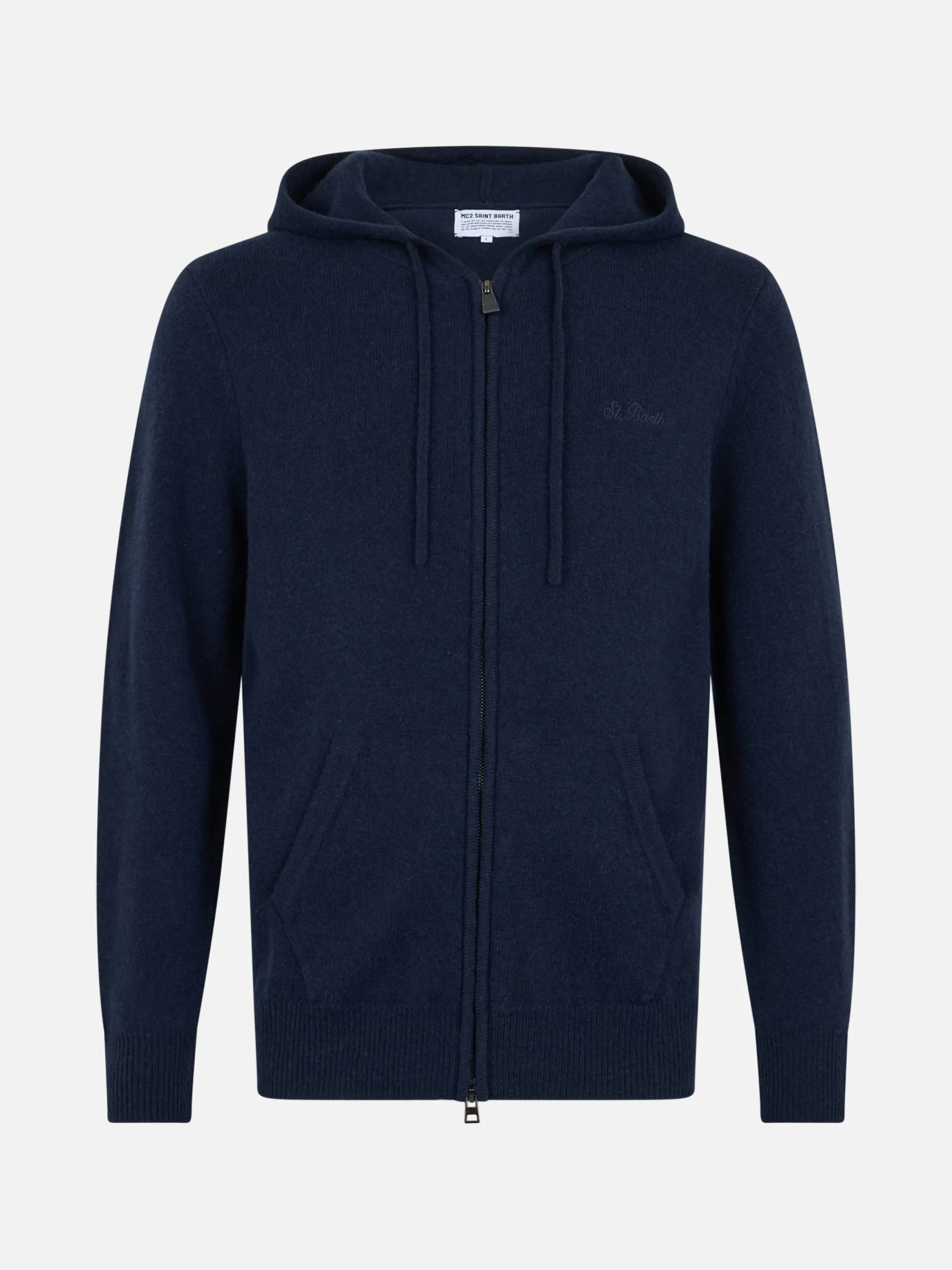Maglione con cappuccio Notting in lambswool blu navy da uomo