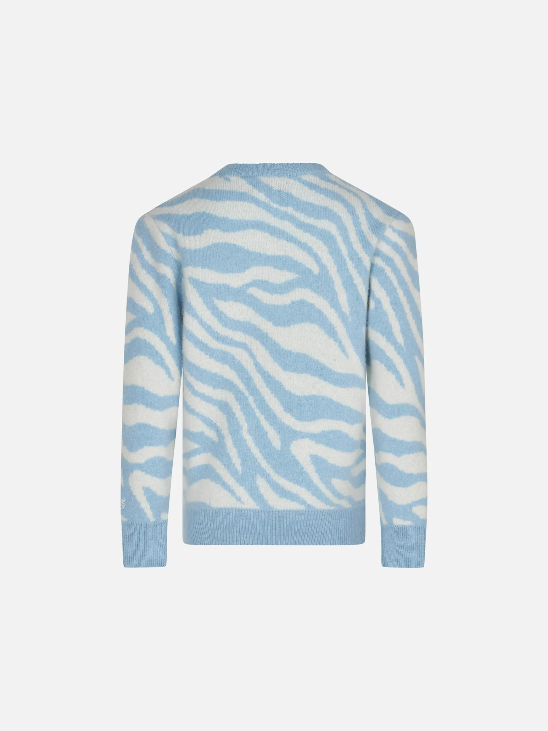 Maglione da bambina garzato stampa zebrata con ricamo Wild Girl