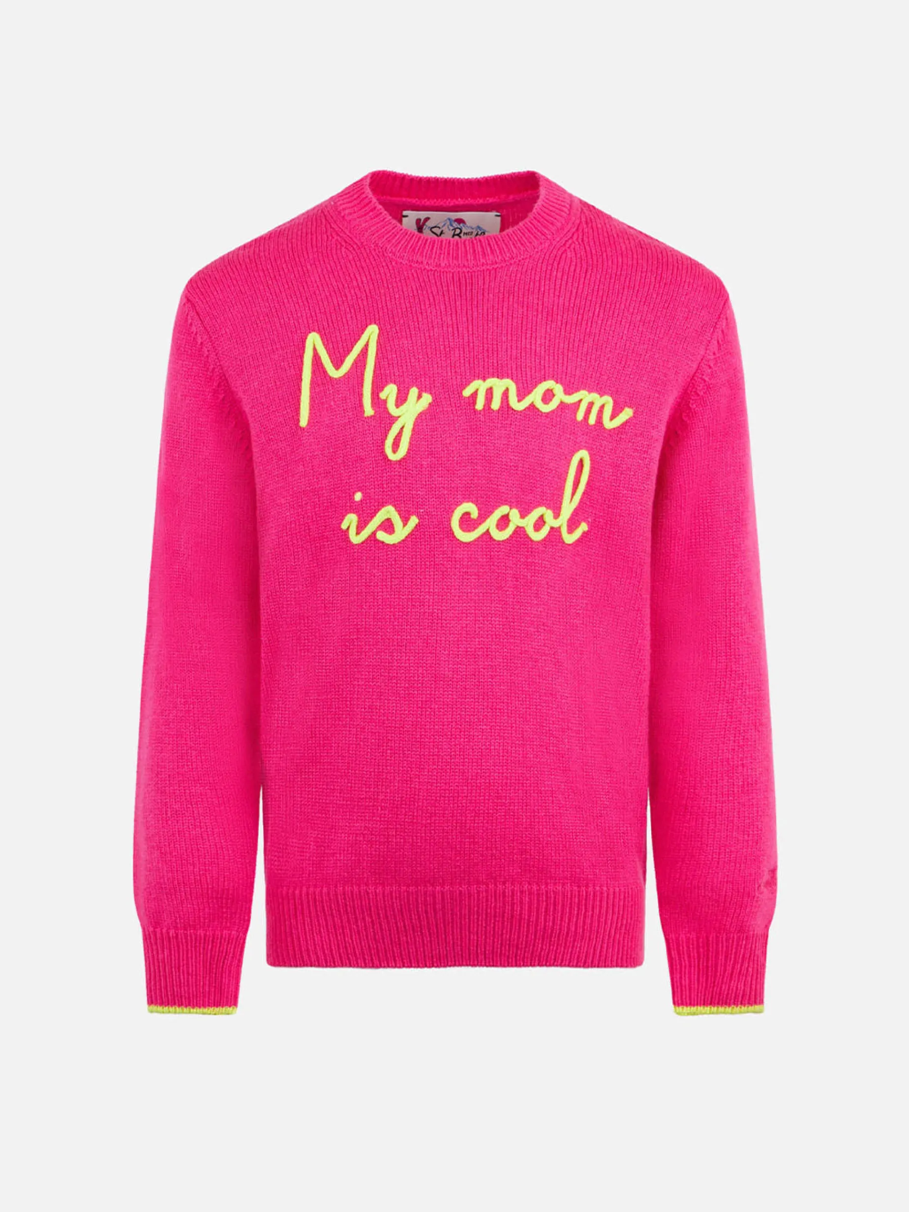 Maglione da bambina girocollo con ricamo My mom is Cool