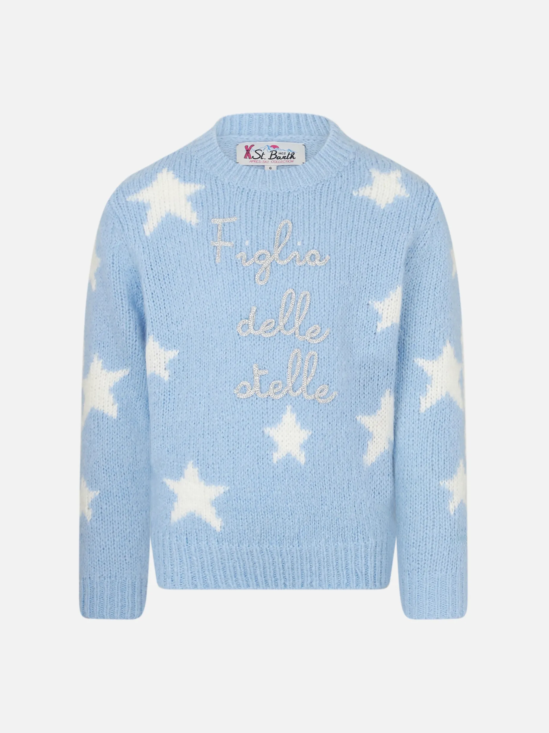 Maglione da bambina girocollo morbida con stelle e ricamo Figlia delle Stelle | EDIZIONE SPECIALE DI NIKI DJ