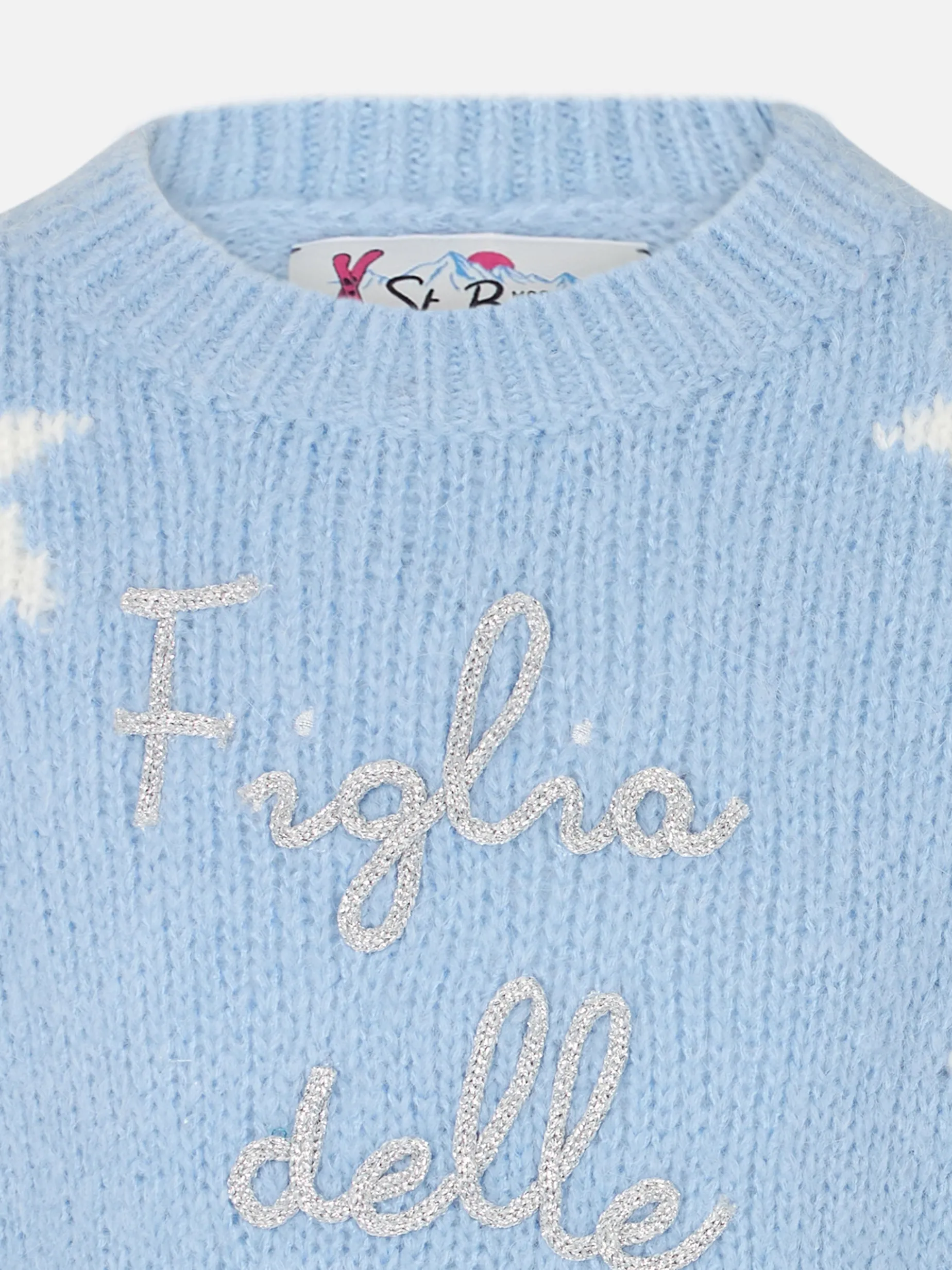 Maglione da bambina girocollo morbida con stelle e ricamo Figlia delle Stelle | EDIZIONE SPECIALE DI NIKI DJ