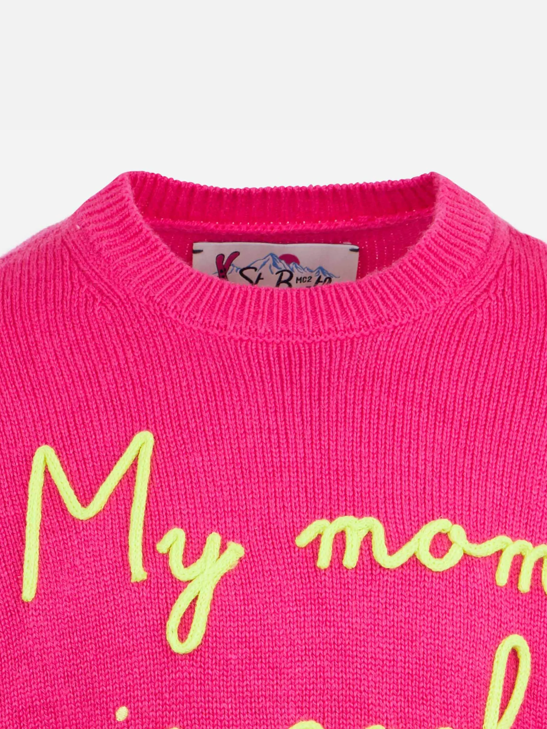 Maglione da bambina girocollo con ricamo My mom is Cool