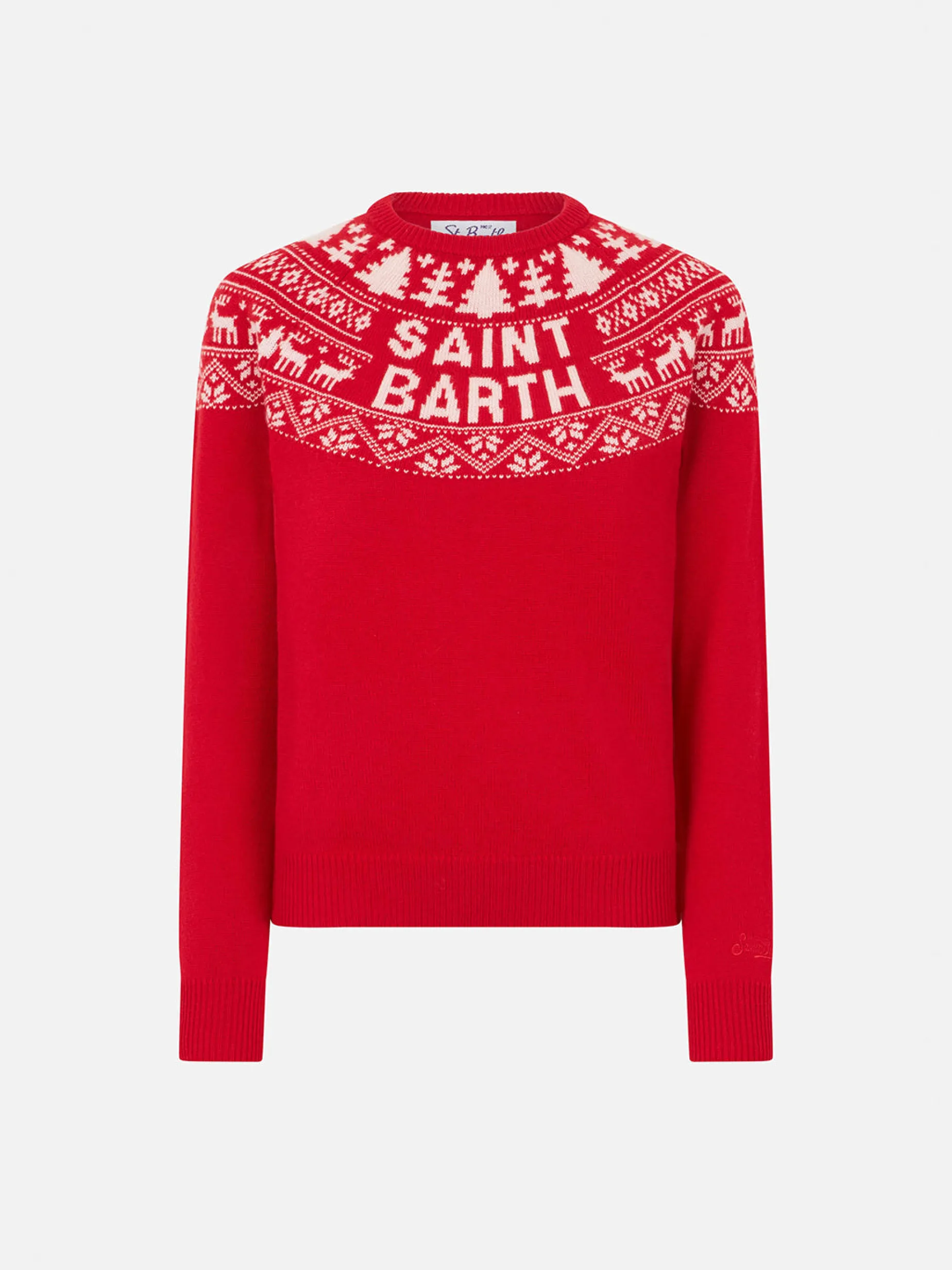 Maglione da bambina in stile norvegese con stampa Saint Barth