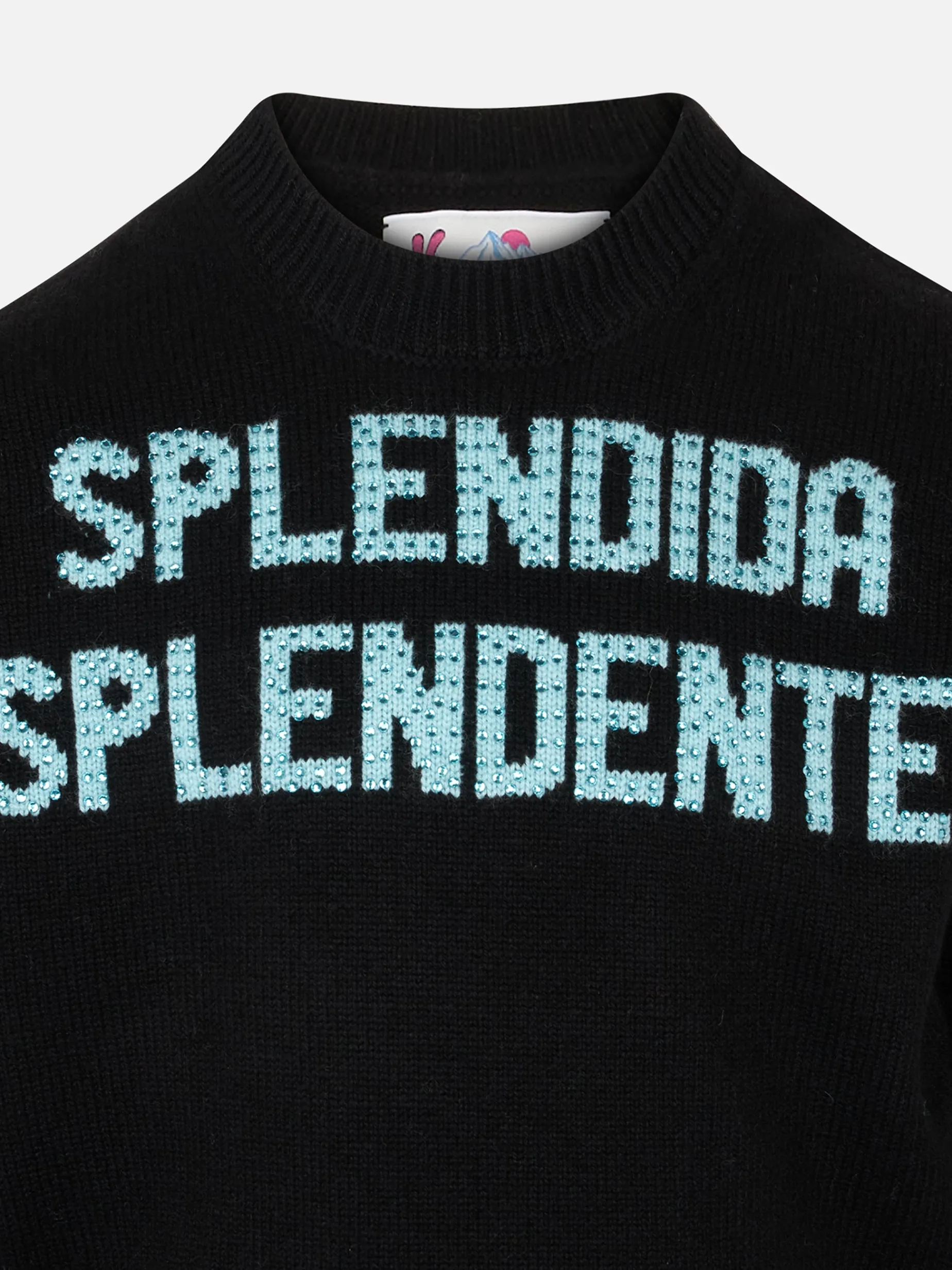 Maglione da bambina nero con strass Splendida Splendente | EDIZIONE SPECIALE DI NIKI DJ
