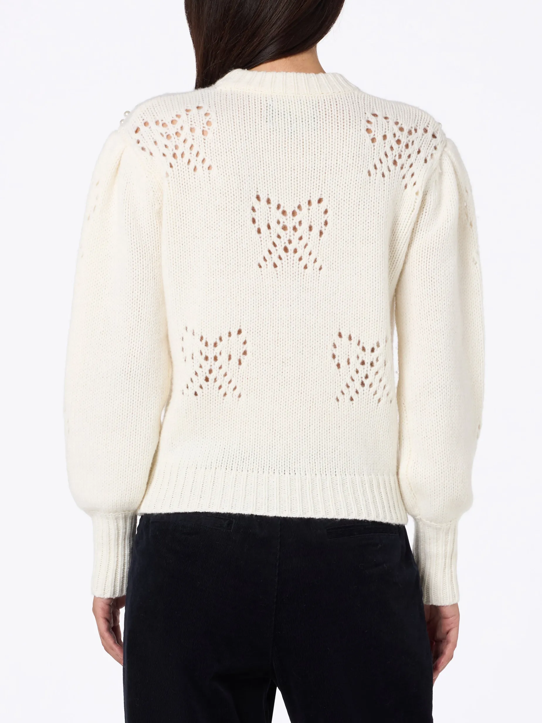 Maglione da donna bianco Bloom con perline tipo perla
