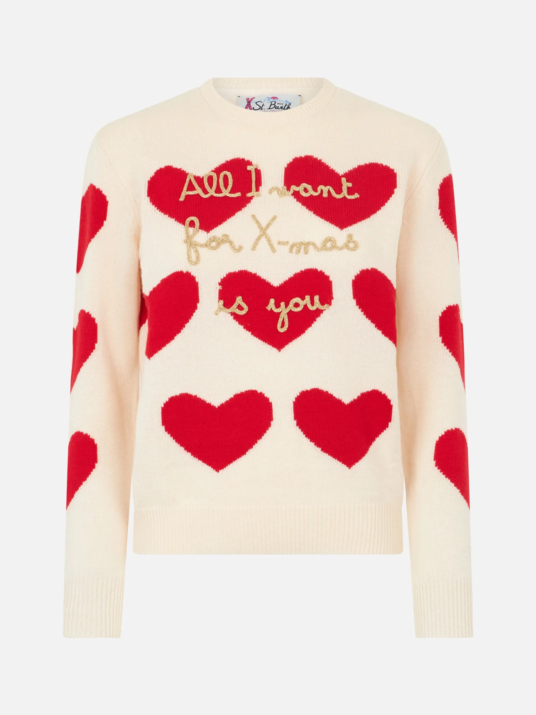Maglione da donna girocollo con ricamo All I Want for Xmas is You