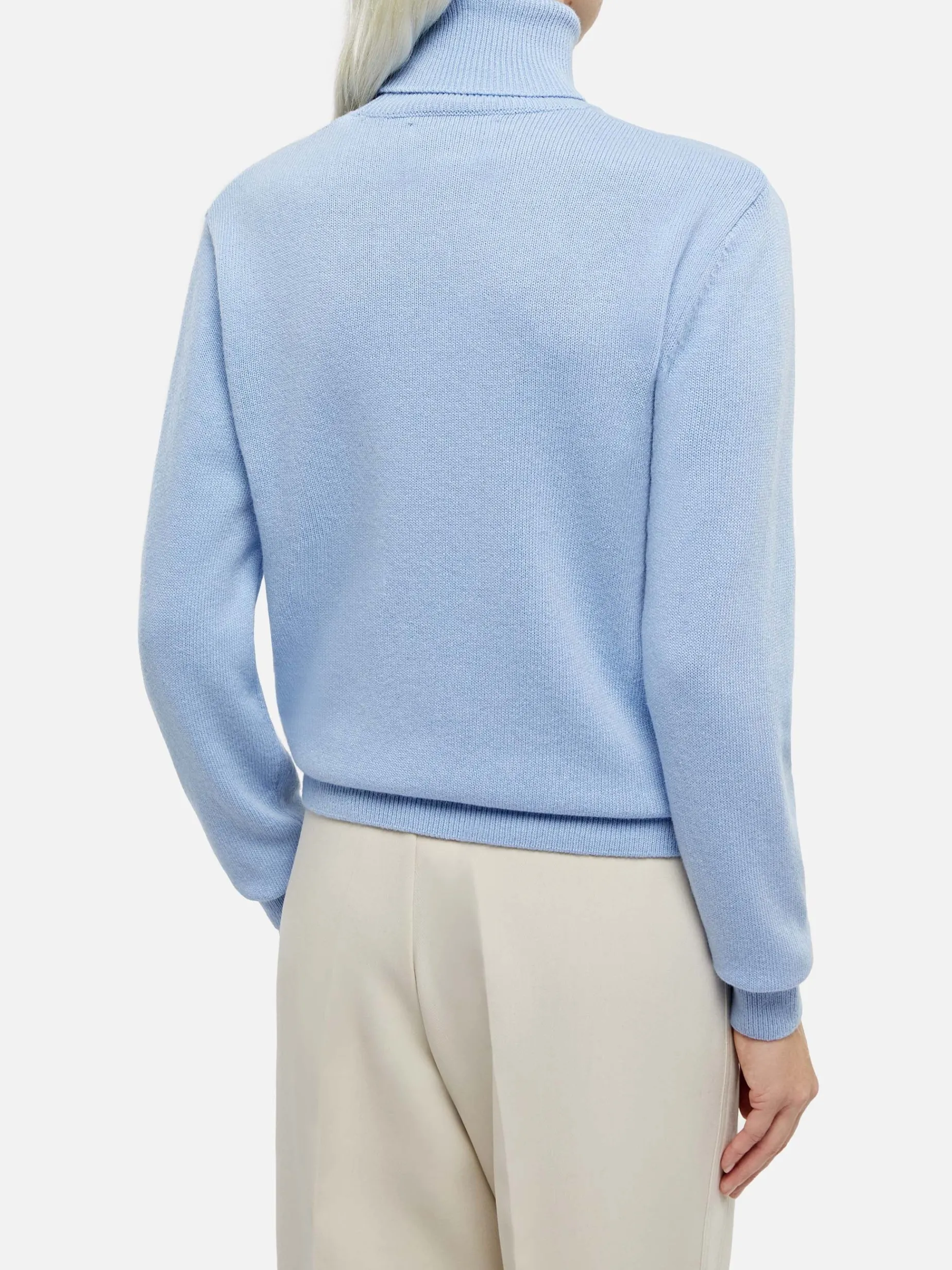 Maglione da donna Moody azzurro a costine sottili
