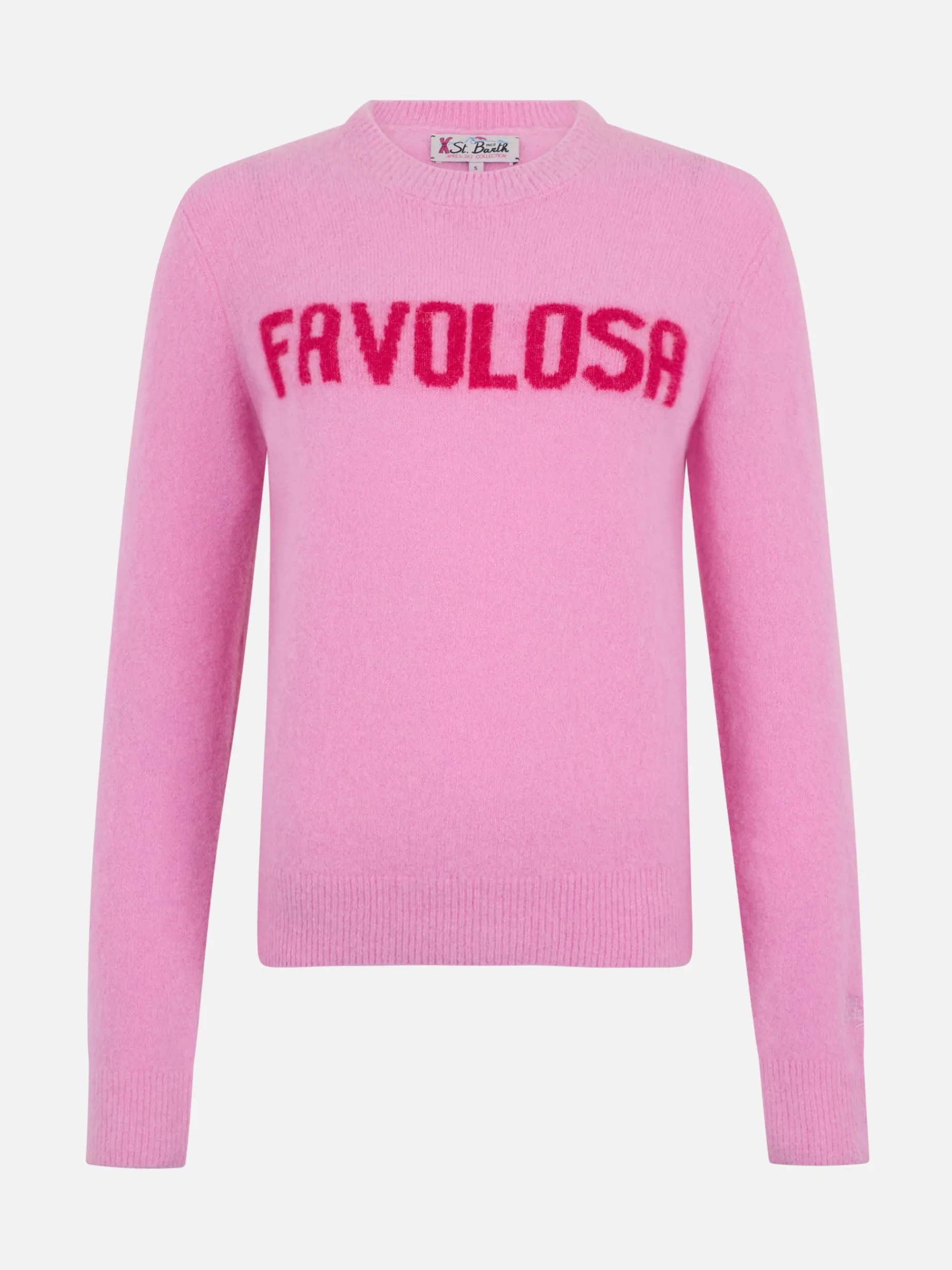 Maglione da donna rosa New Queen con stampa Favolosa