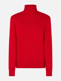 Maglione da donna rosso Moody a costine sottili