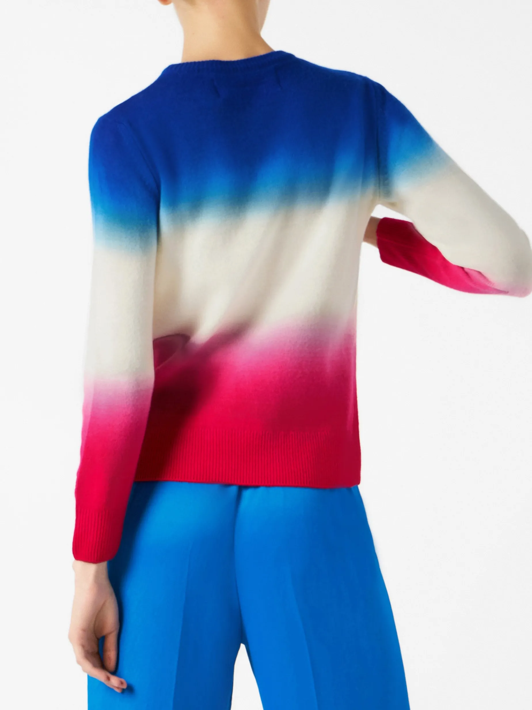 Maglione da donna sfumato viola e fucsia