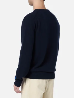 Maglione da uomo blu Heron con ricamo Apres Ski