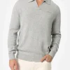 Maglione da uomo con collo a polo in misto cashmere grigio mélange Covent