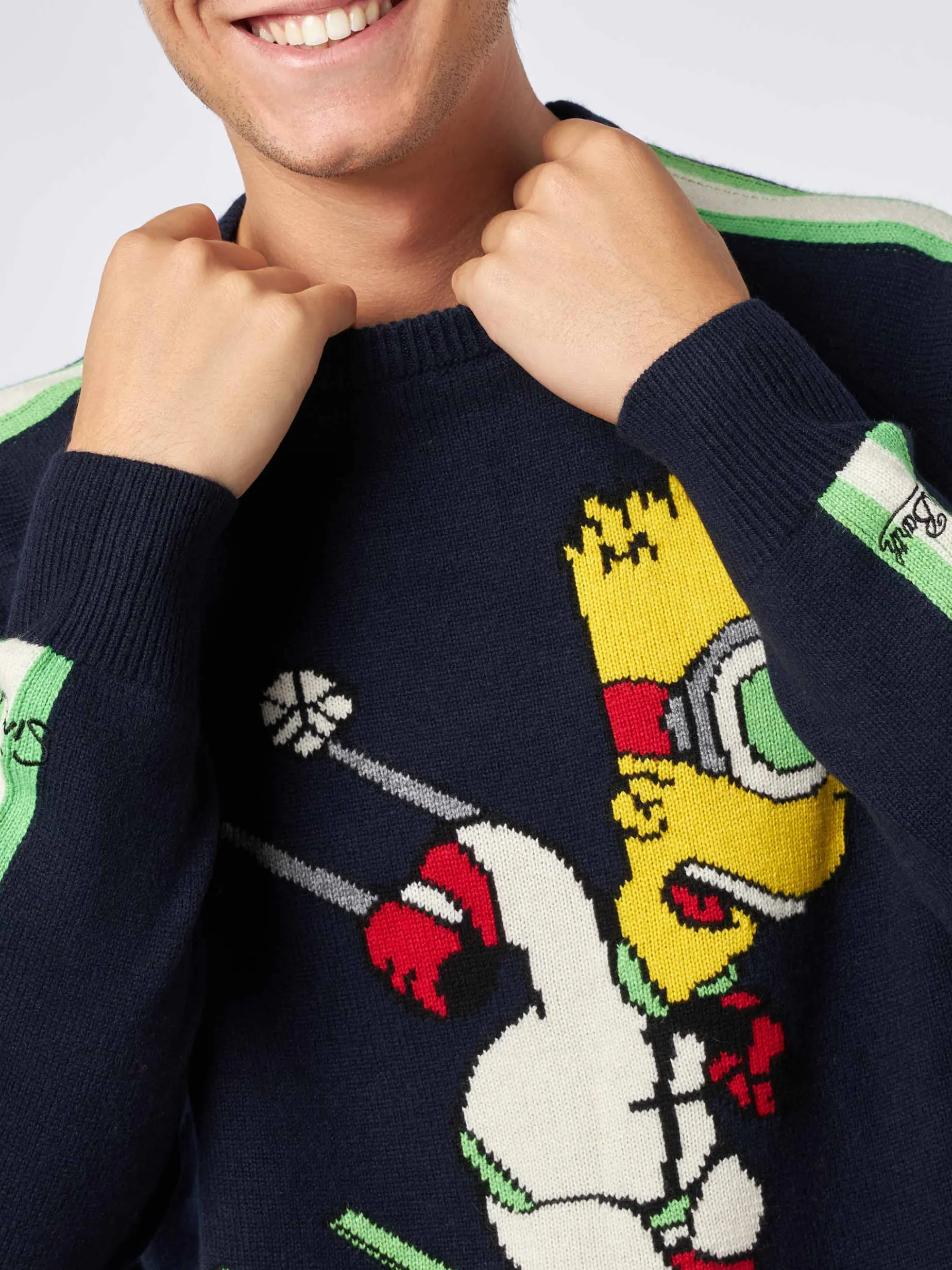 Maglione da uomo girocollo con stampa jacquard Bart Simpson | EDIZIONE SPECIALE DEI SIMPSON