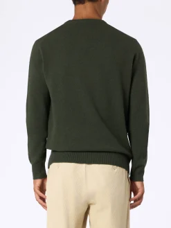 Maglione da uomo in lambswool verde militare Regent
