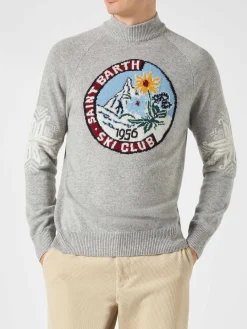 Maglione da uomo mezzo dolcevita con jacquard nordico