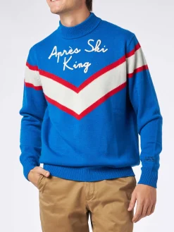 Maglione da uomo mezzo dolcevita con ricamo Après Ski King