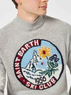 Maglione da uomo mezzo dolcevita con jacquard nordico