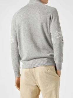 Maglione da uomo mezzo dolcevita con jacquard nordico