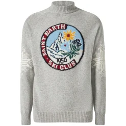 Maglione da uomo mezzo dolcevita con jacquard nordico