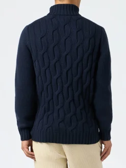 Maglione da uomo misto cashmere a trecce Fisherman