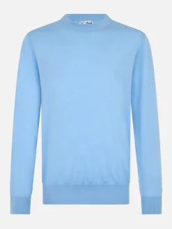 Maglione da uomo Regent azzurro in lana merino