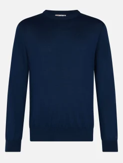 Maglione da uomo Regent blu navy in lana merino