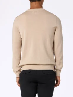 Maglione da uomo Regent beige in lana merino