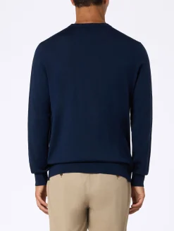 Maglione da uomo Regent blu navy in lana merino
