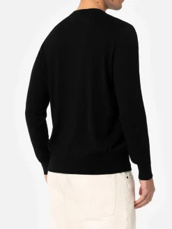 Maglione da uomo Regent in lana merino nera