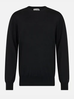 Maglione da uomo Regent in lana merino nera