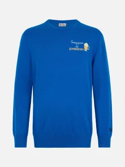 Maglione da uomo ski blu Heron con ricamo Grappino vs Bombardino