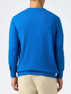 Maglione da uomo ski blu Heron con ricamo Grappino vs Bombardino