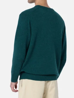 Maglione da uomo verde Airone con stampa basset hound