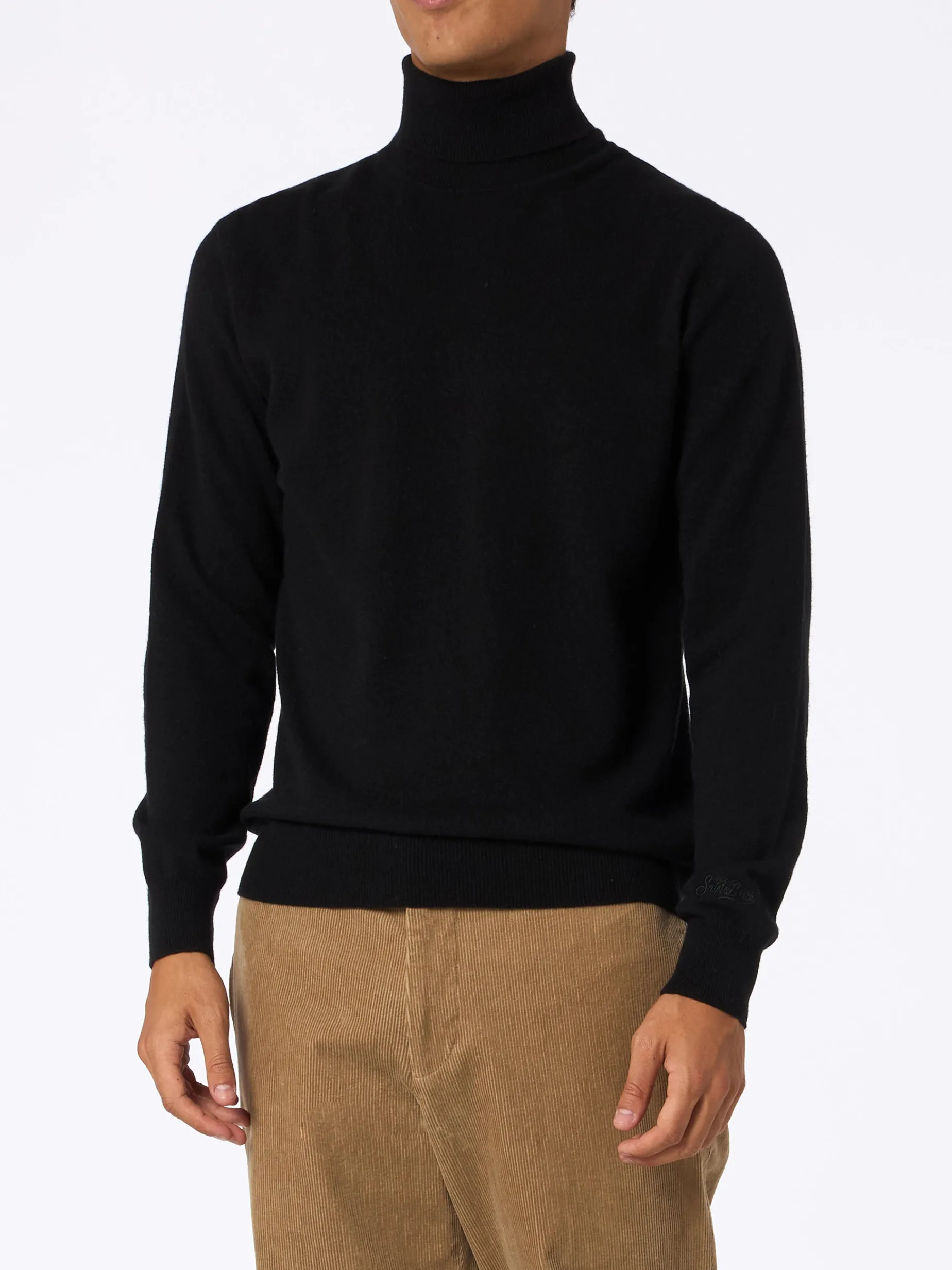 Maglione dolcevita in misto cashmere nero da uomo Bond