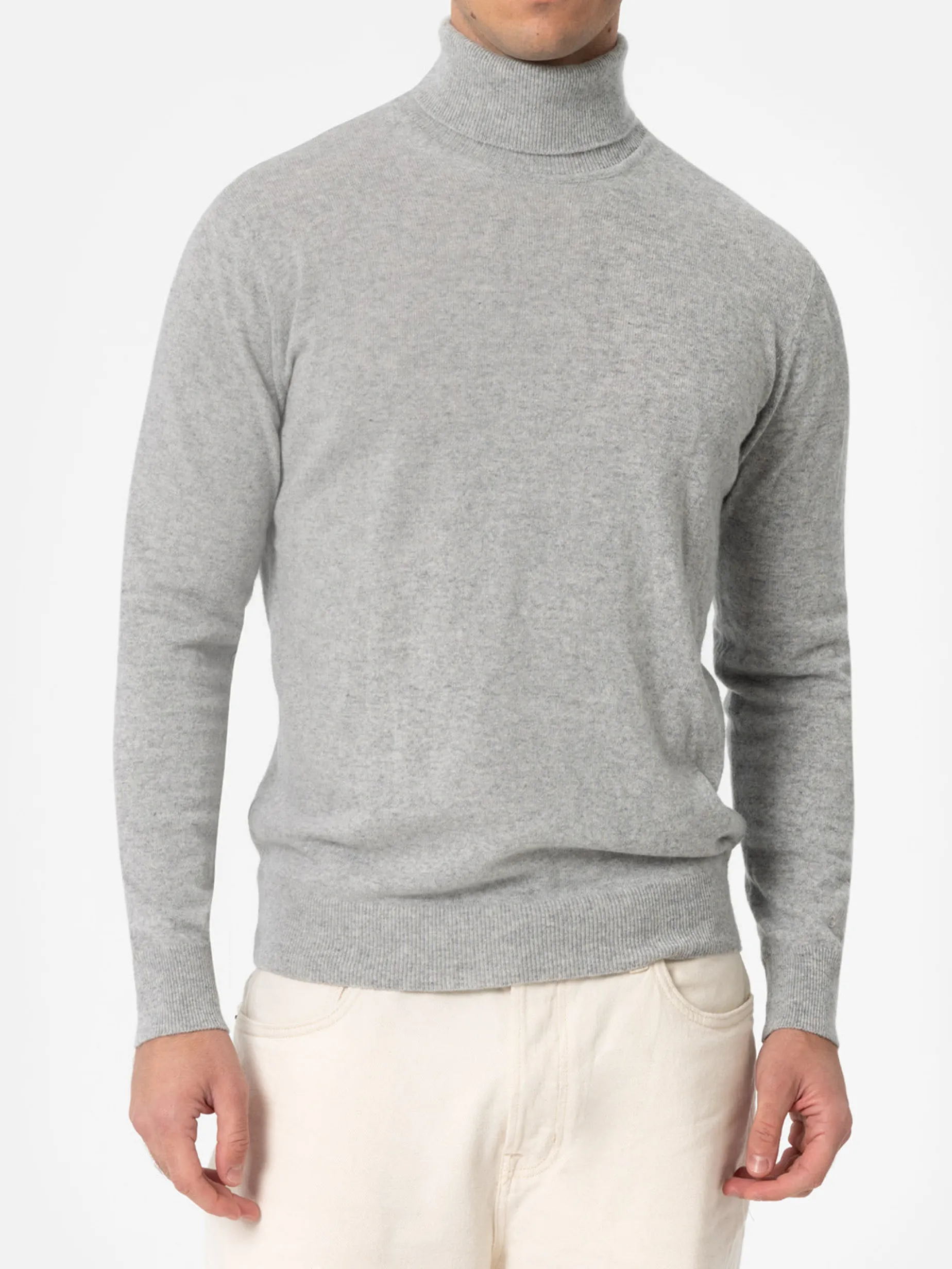 Maglione dolcevita in misto cashmere grigio mélange da uomo Bond