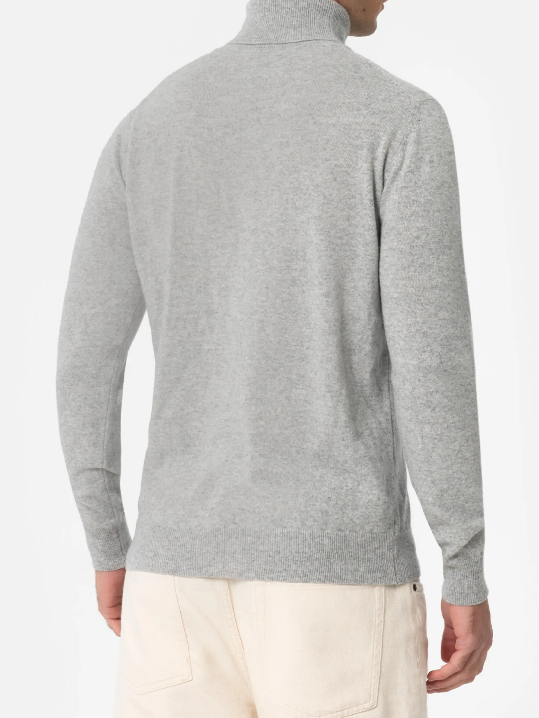 Maglione dolcevita in misto cashmere grigio mélange da uomo Bond
